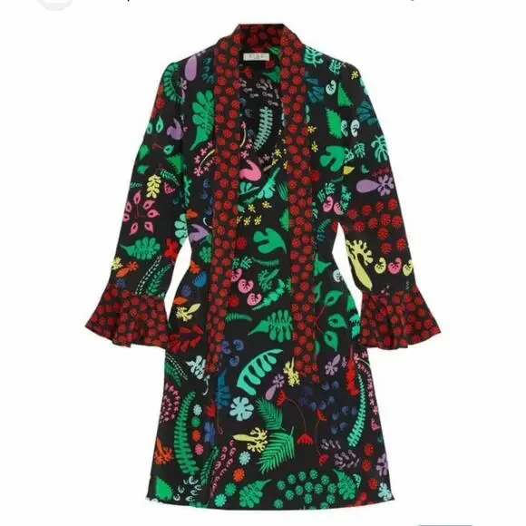 Rixo Silk Lulu Dark Floral Mini Dress Size Small - Picture 6 of 12